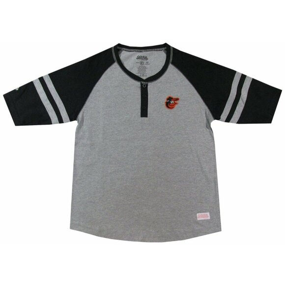 Baltimore Orioles Youth Henley Baseball Shirt 3/4 Sleeves  Gray Black Size Small - Picture 1 of 1
